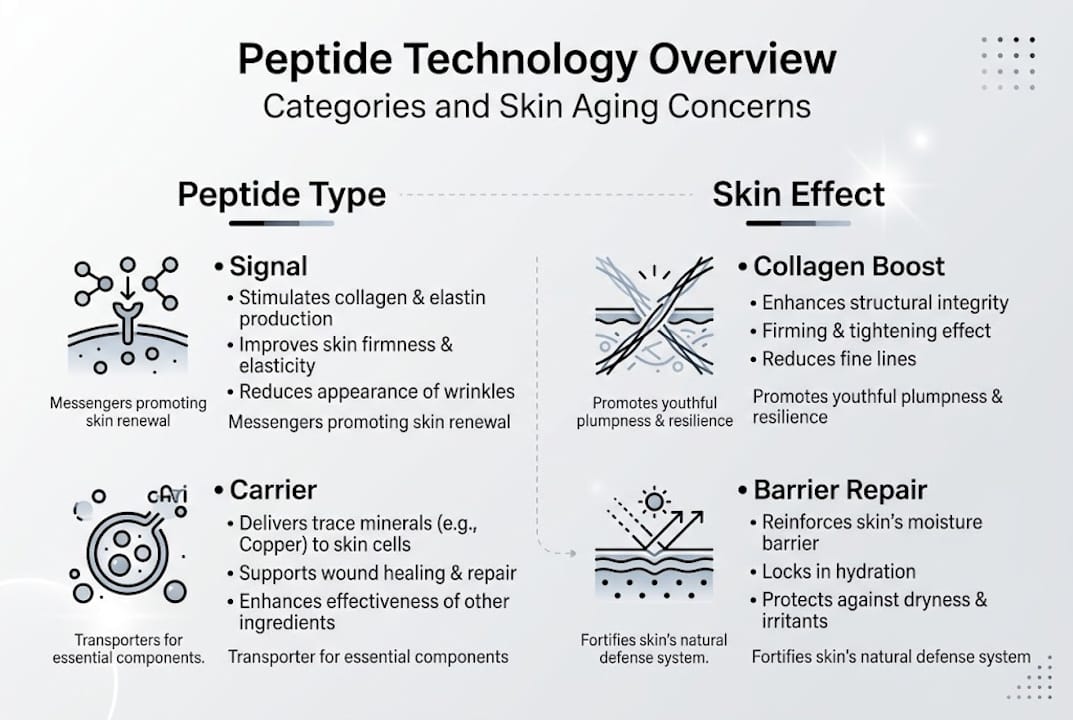 Infographic peptide categories and skin effects