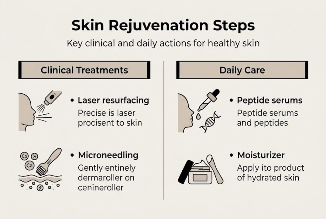 Infographic showing skin rejuvenation steps