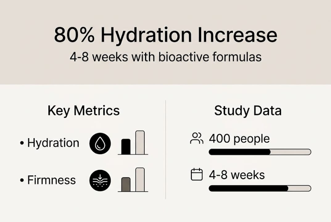 Hydration results infographic with metrics and study data