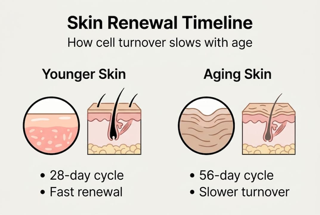 Infographic about skin renewal cycle by age