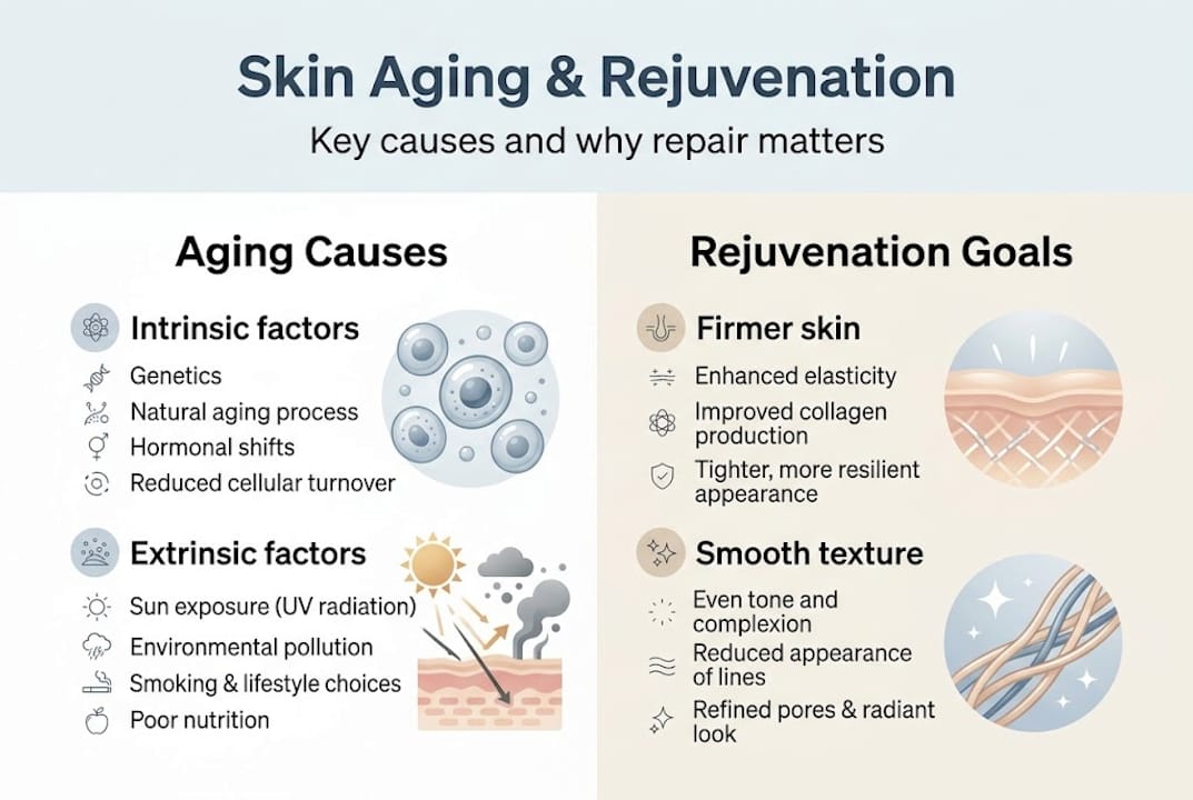 Infographic on skin aging and rejuvenation