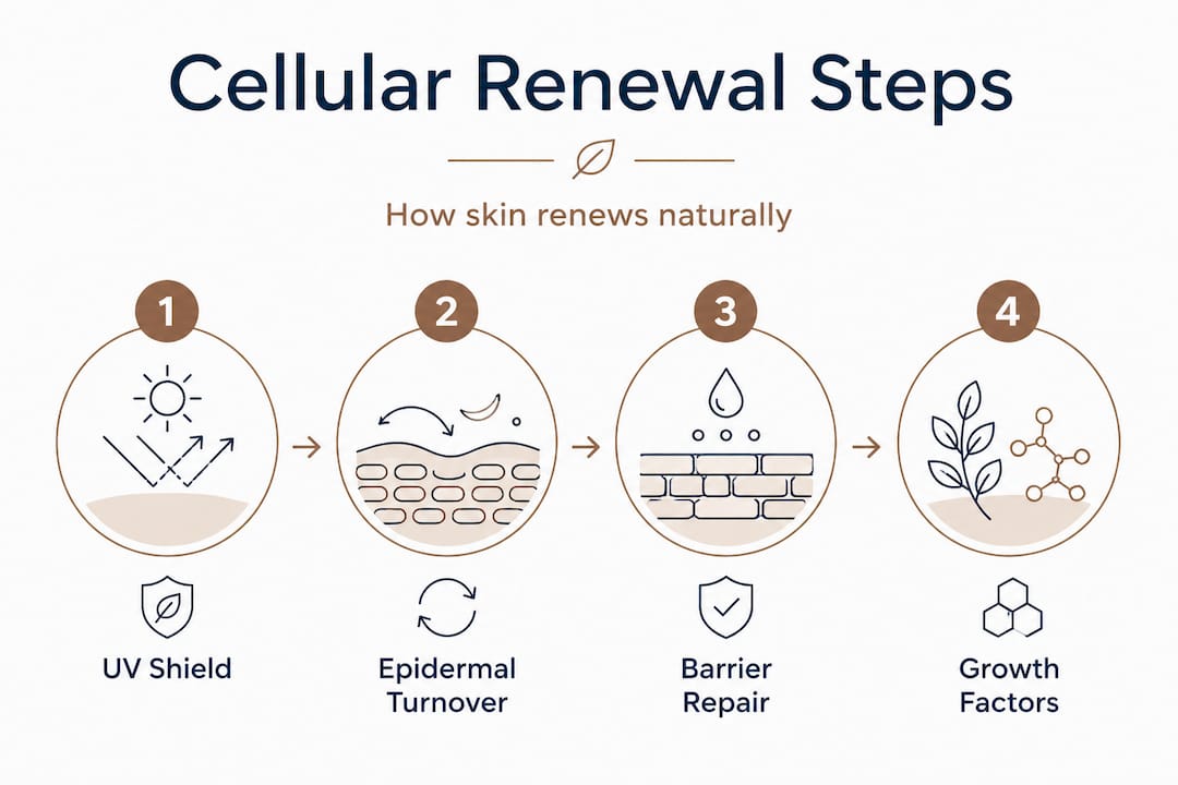 Infographic showing cellular skin renewal steps