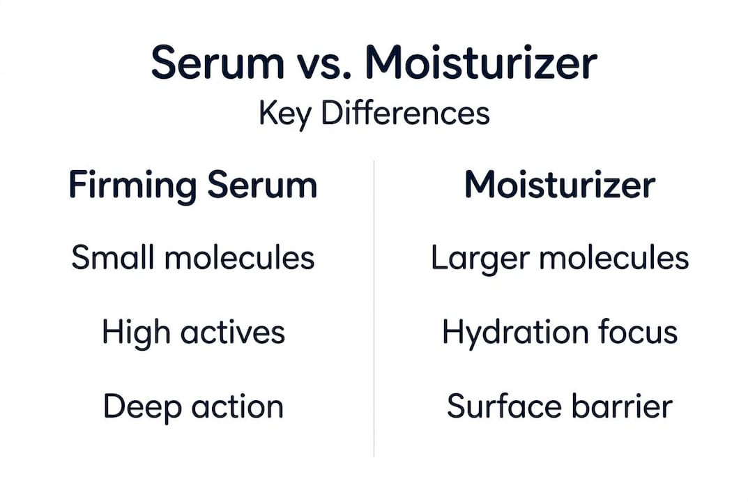Infographic comparing serum and moisturizer key features