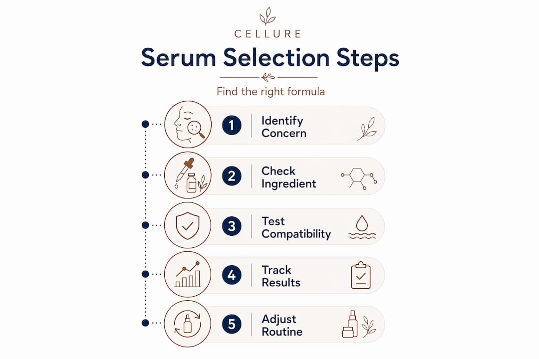 Infographic of serum selection flow steps