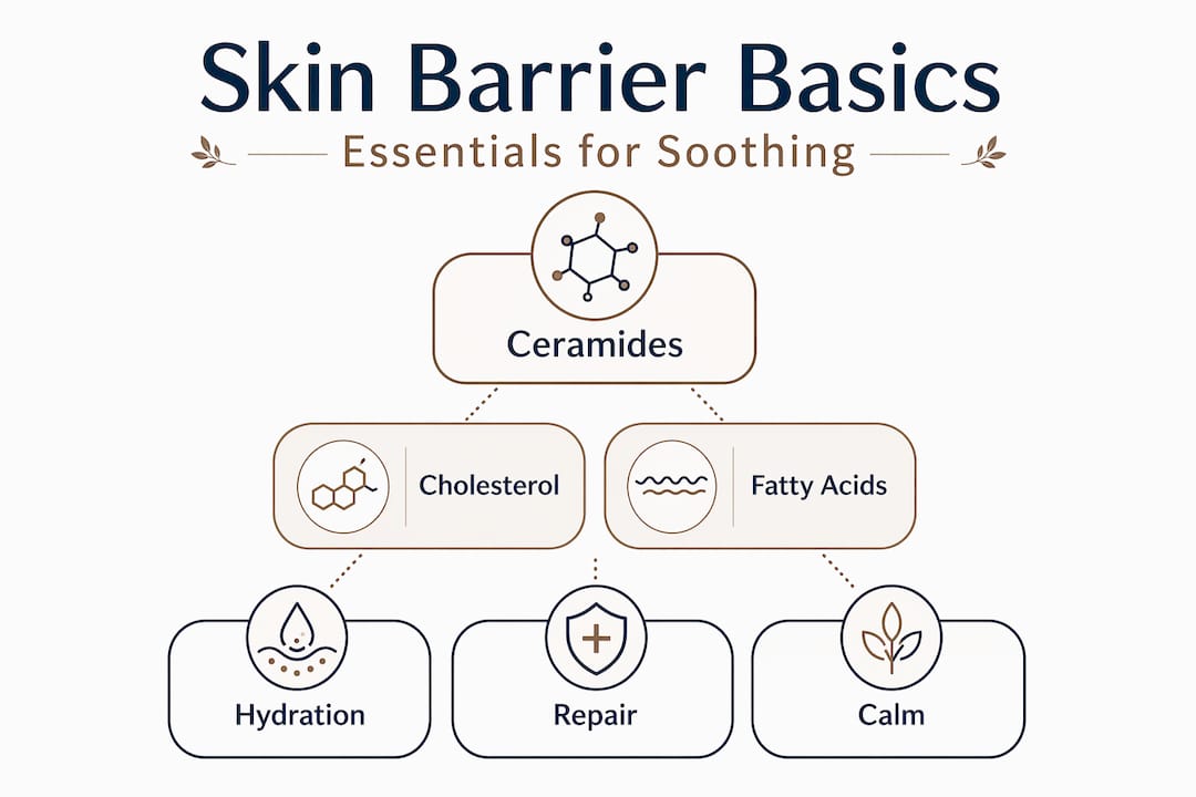 Infographic of skin barrier layers and soothing elements