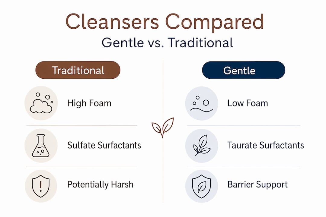 Infographic gentle versus traditional cleanser