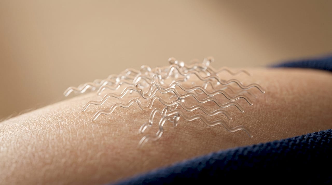 Close-up of skin barrier lipid layers with ceramides