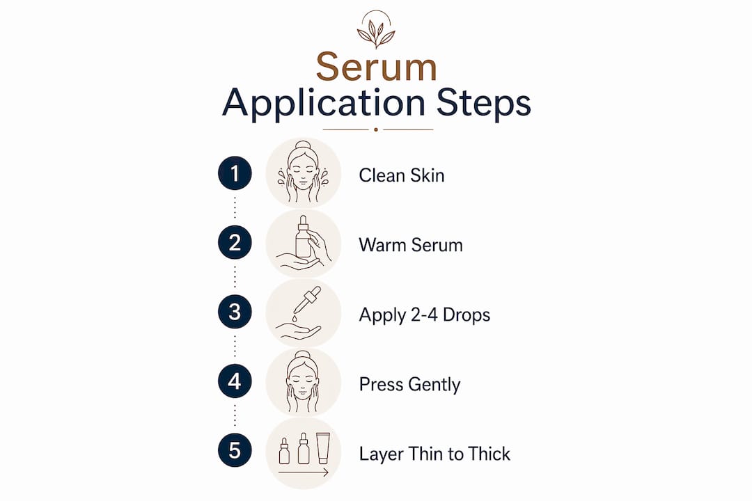 Infographic with steps for serum application