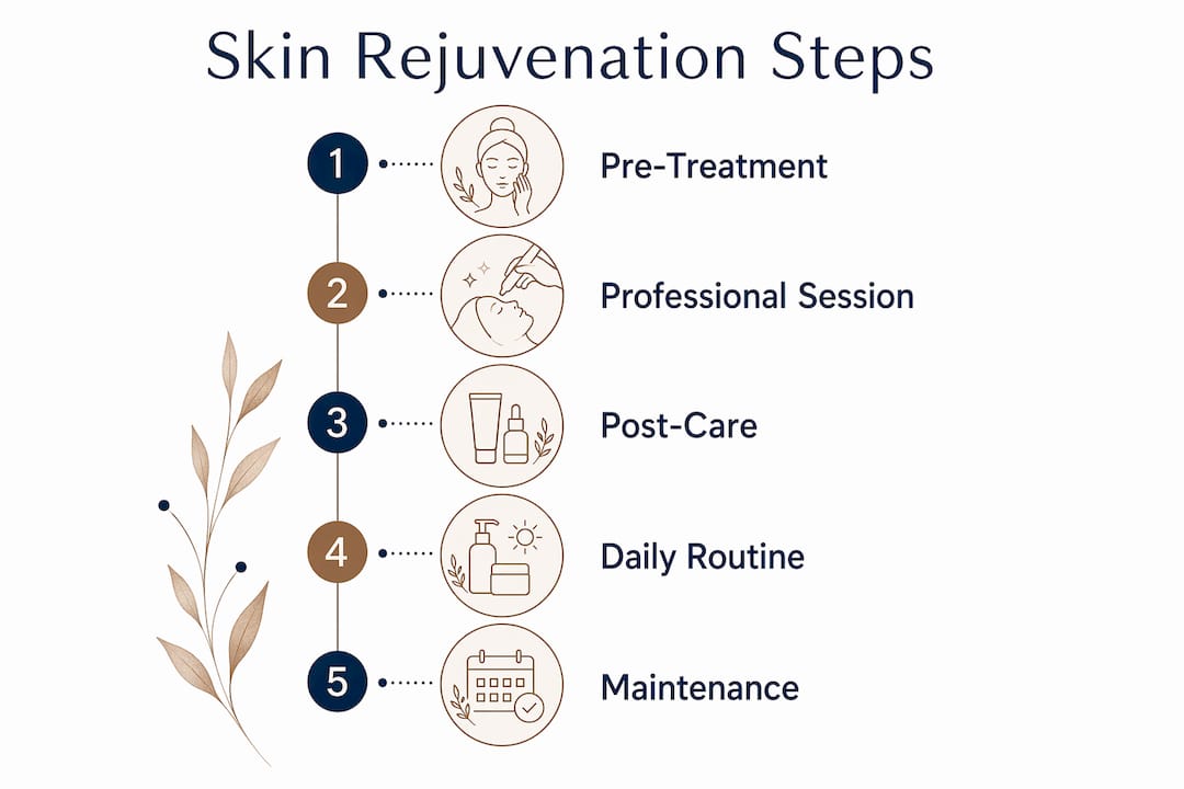 Infographic outlining key steps in skin rejuvenation process