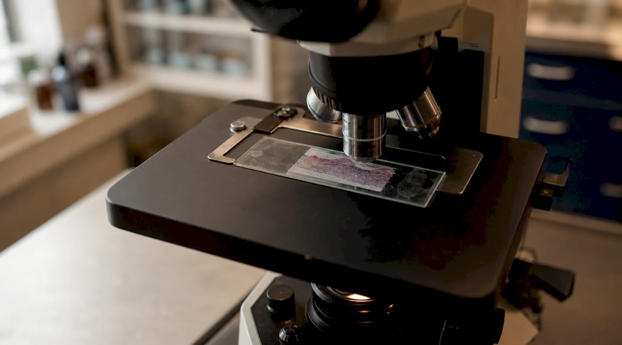Microscope slide showing skin regeneration cells
