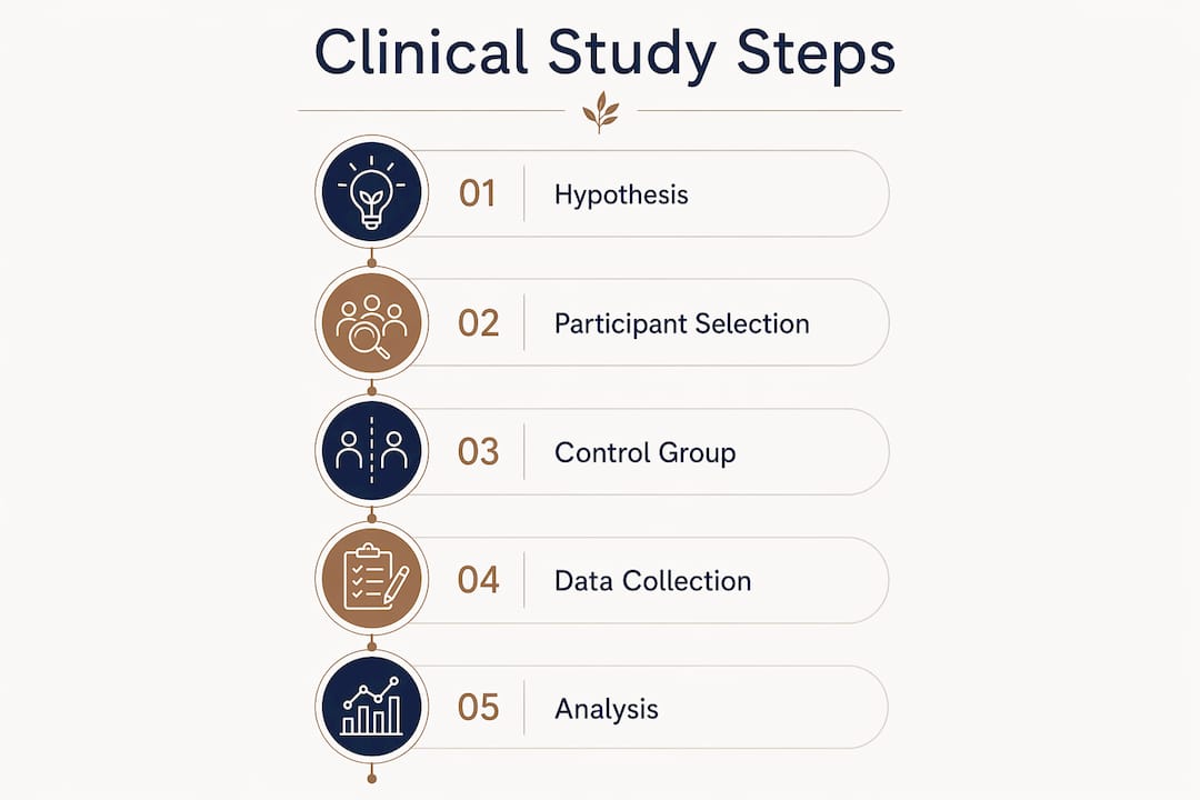 Infographic illustrating clinical study steps