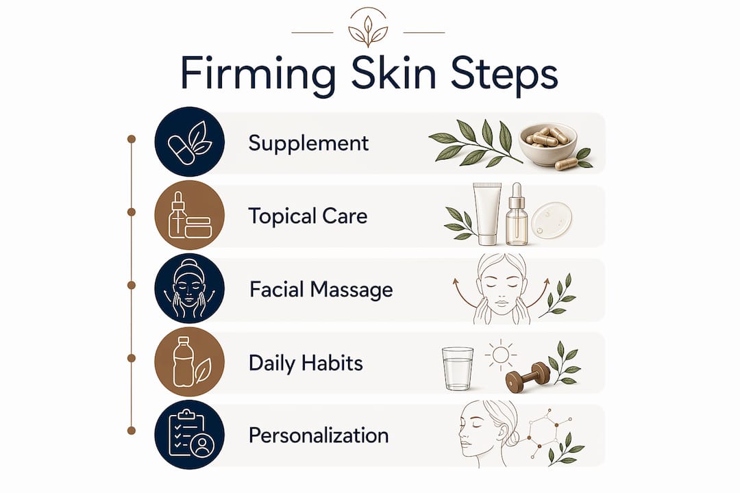 Infographic illustrating skin firming steps