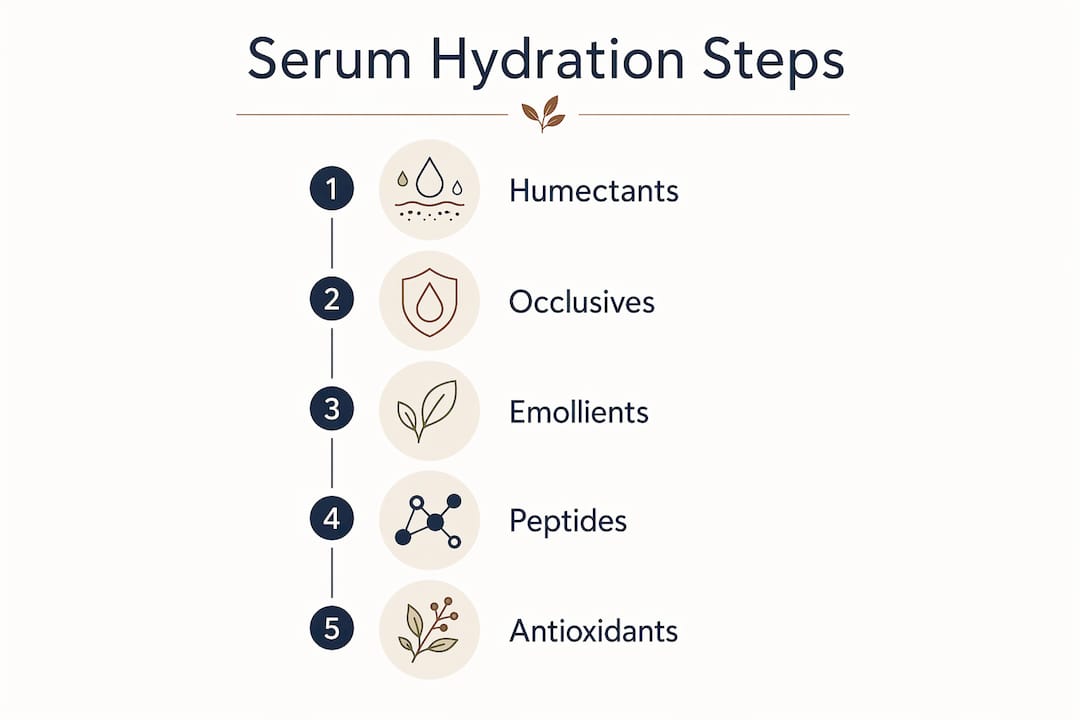 Infographic showing steps of skin serum hydration process