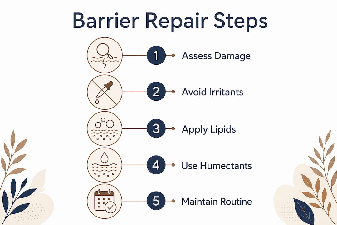 Infographic illustrating skin barrier repair steps