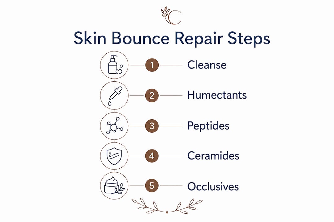 Infographic outlining steps for skin bounce repair