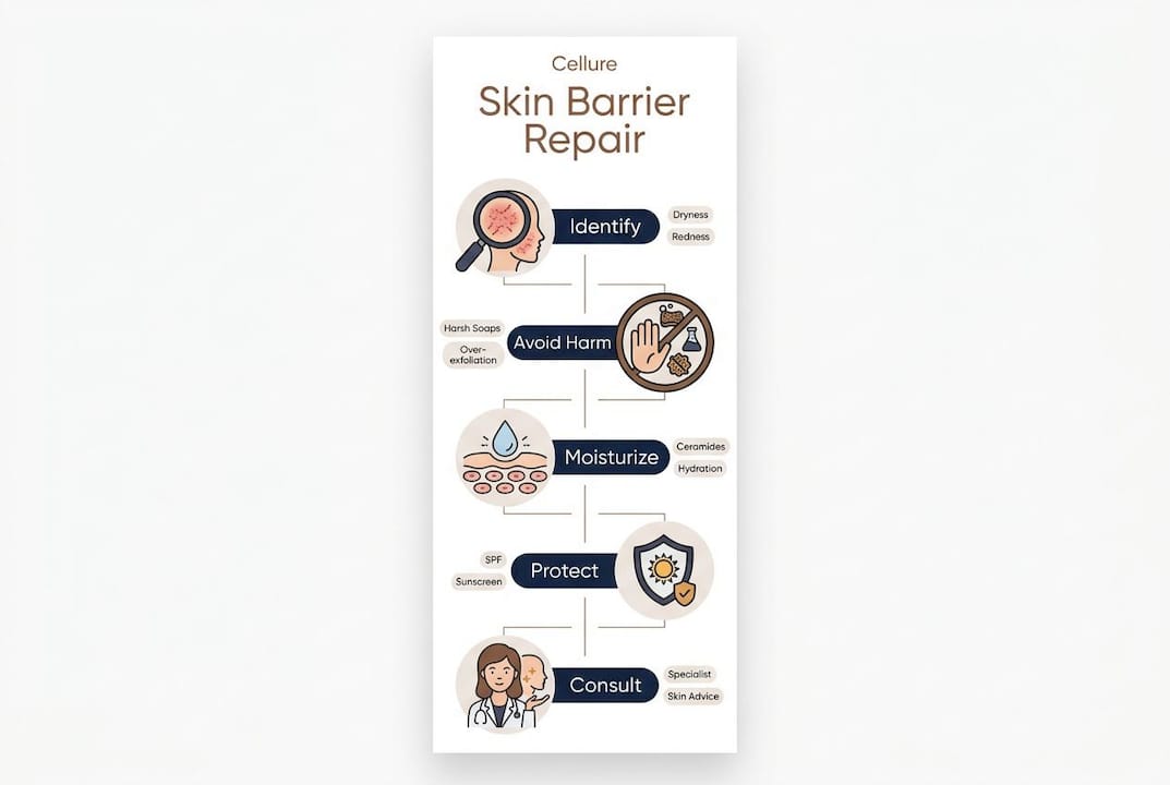 Infographic illustrating skin barrier repair steps