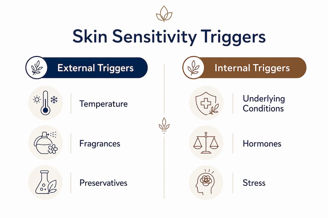 Infographic showing skin sensitivity triggers categories