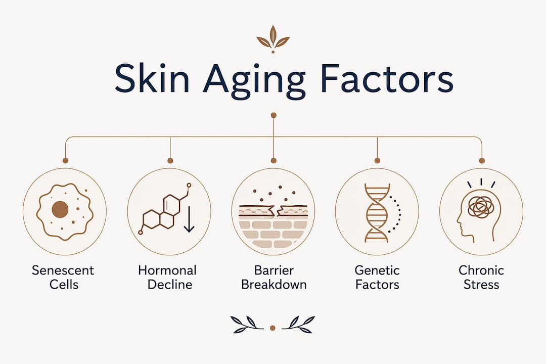 Infographic showing hierarchy of skin aging factors
