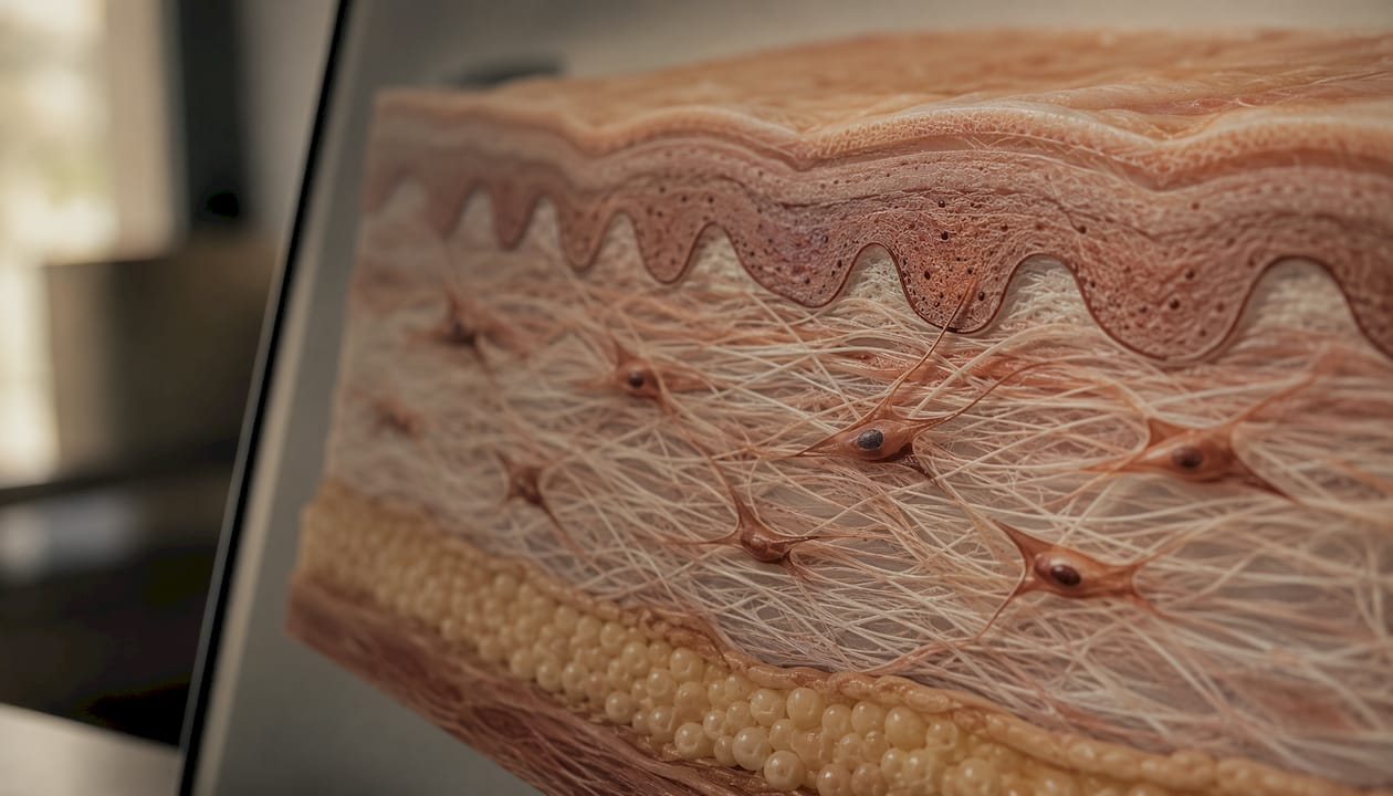 Microscopic view of skin cellular repair