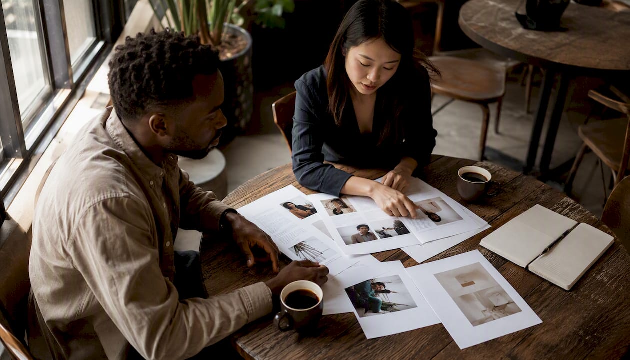 Two marketers discussing success stories