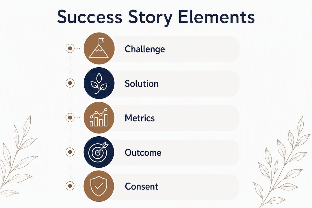 Infographic showing key components of success stories