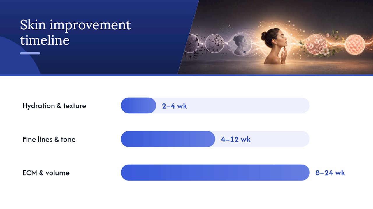 Timeline of skin aging improvements with topical treatments