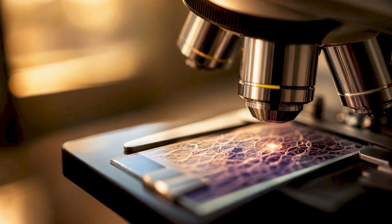 Microscopic collagen fibers showing breakdown
