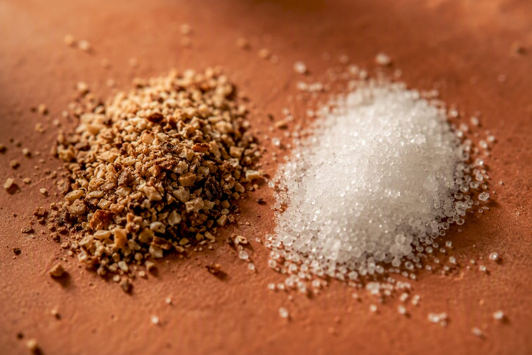 Close-up of natural scrub and chemical exfoliant particles