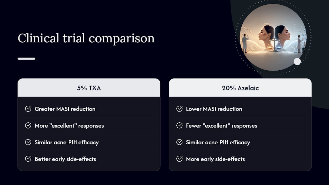 Tranexamic acid and azelaic acid trial comparison