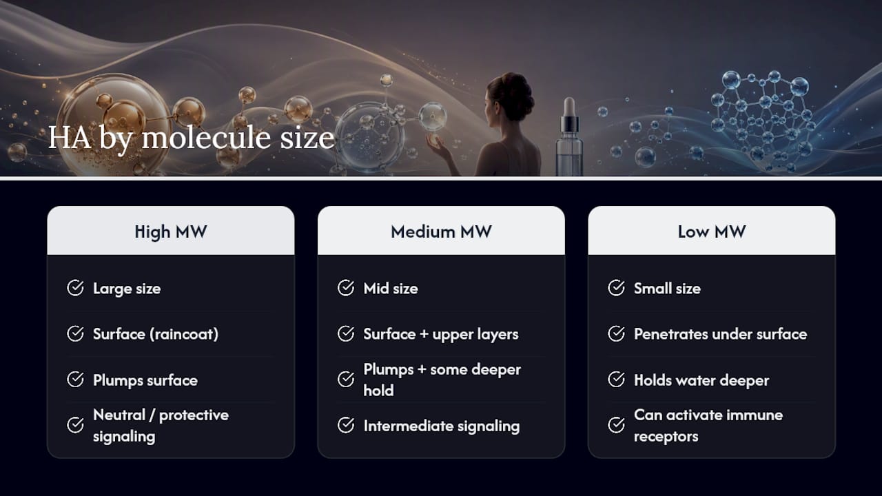 Different hyaluronic acid sizes across skin layers