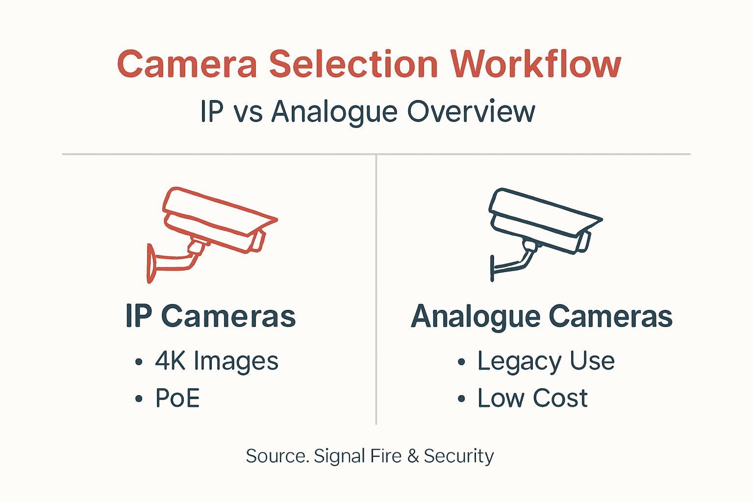 Infographic comparing IP and analogue cameras