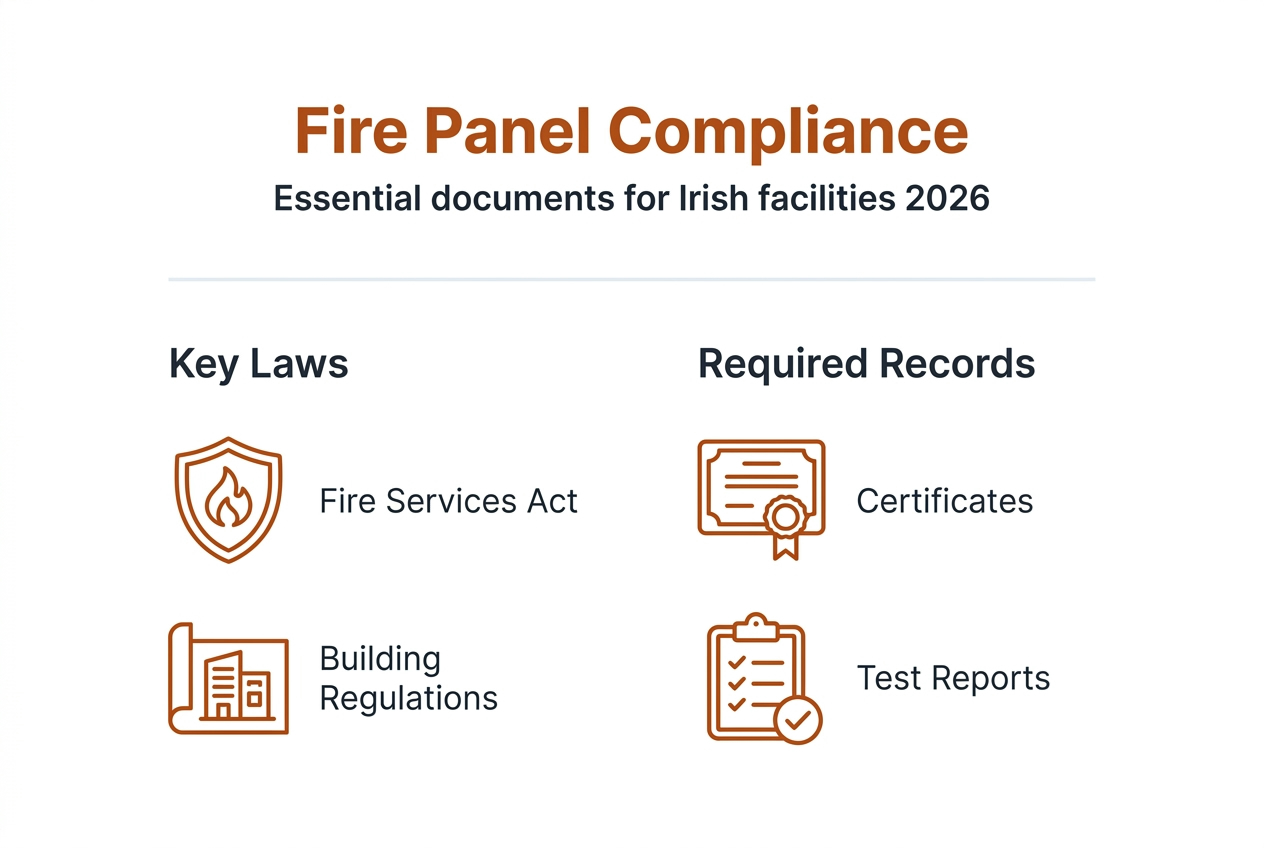 Infographic showing Irish fire panel compliance essentials