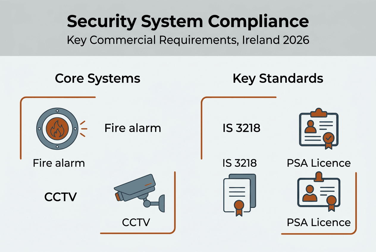 Infographic showing Irish security system compliance overview