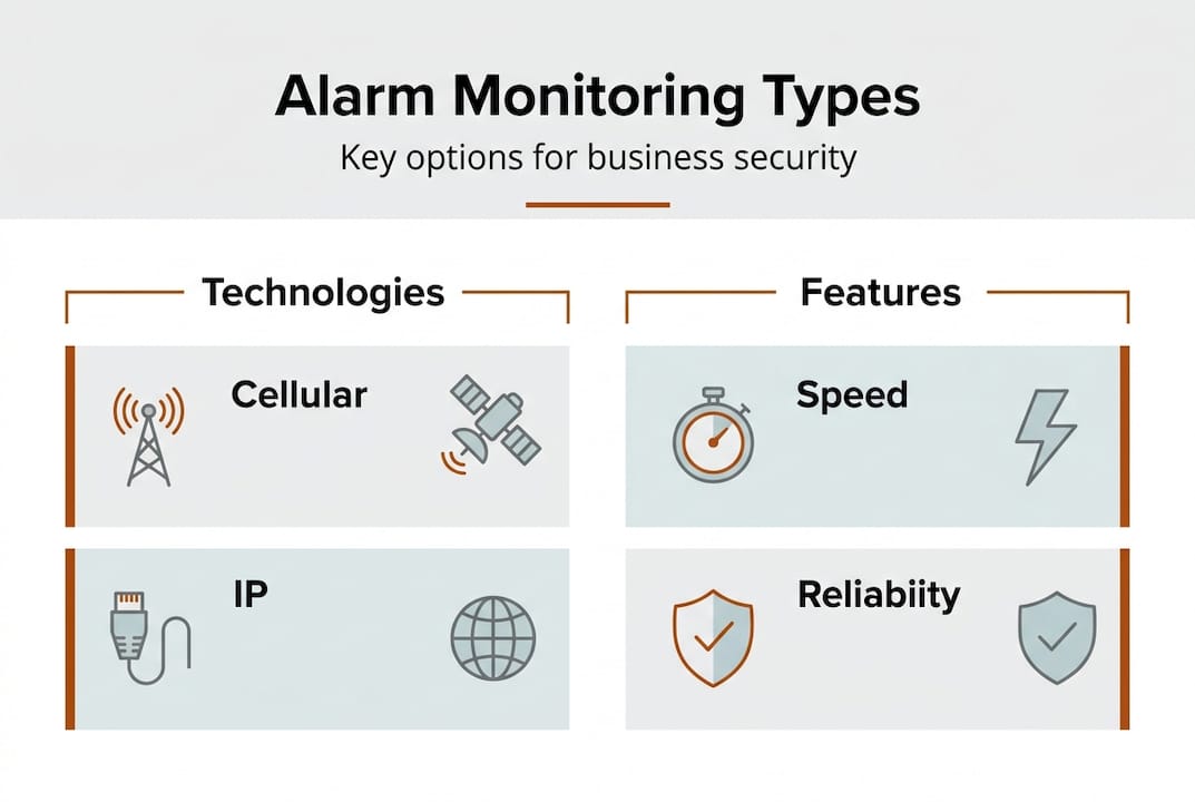 Infographic comparing monitored alarm technologies