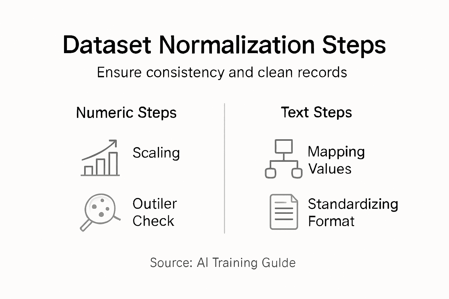 Infographic showing dataset normalization process