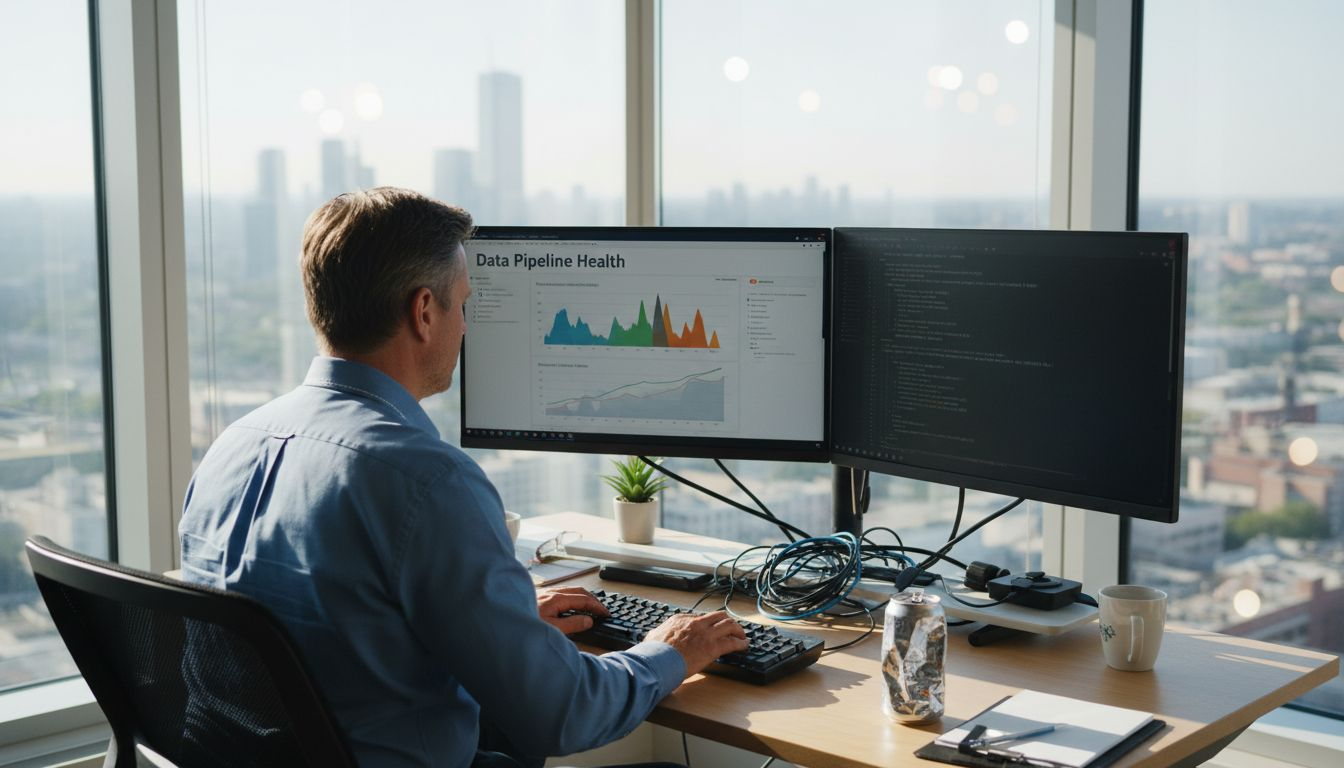 Analyst automating data workflows at bright desk