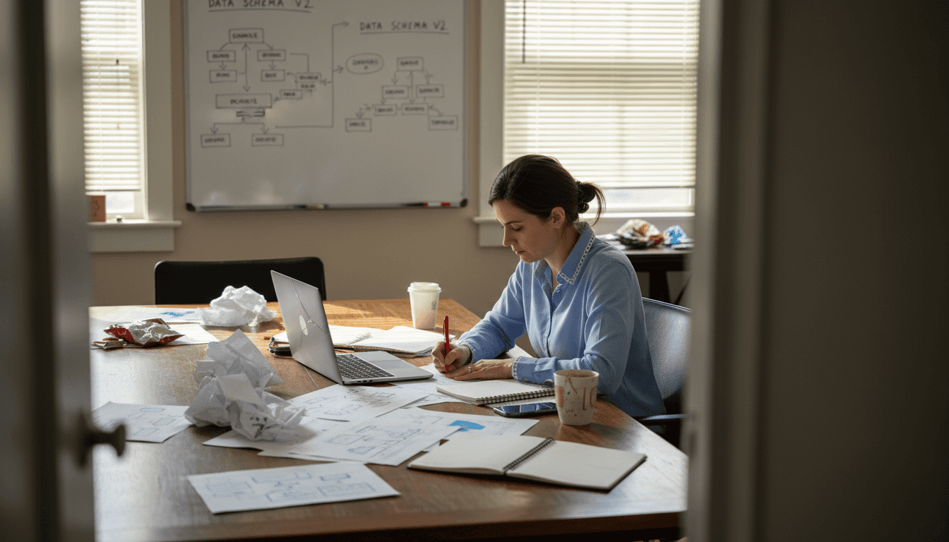 Analyst reviewing multi-source dataset integration
