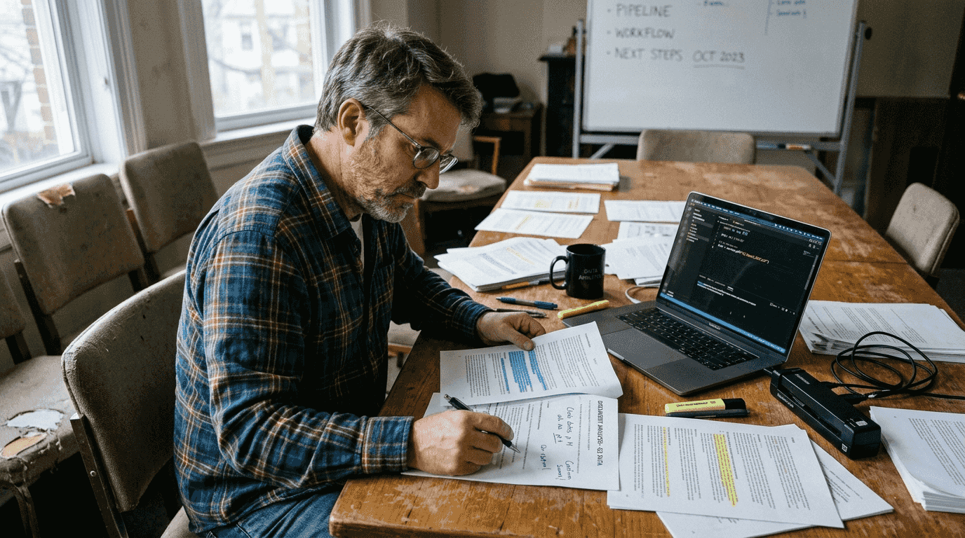 Analyst preprocessing raw AI training data