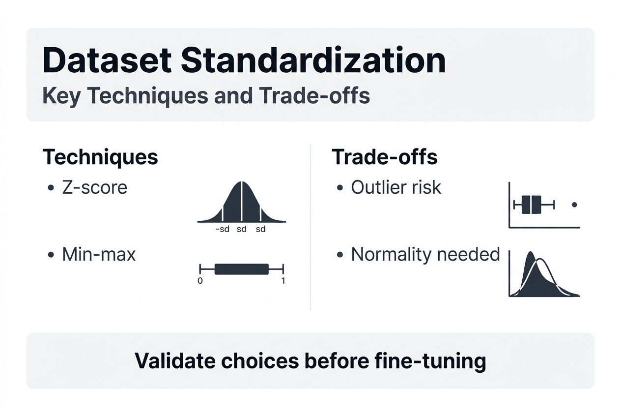 Infographic comparing dataset standardization methods