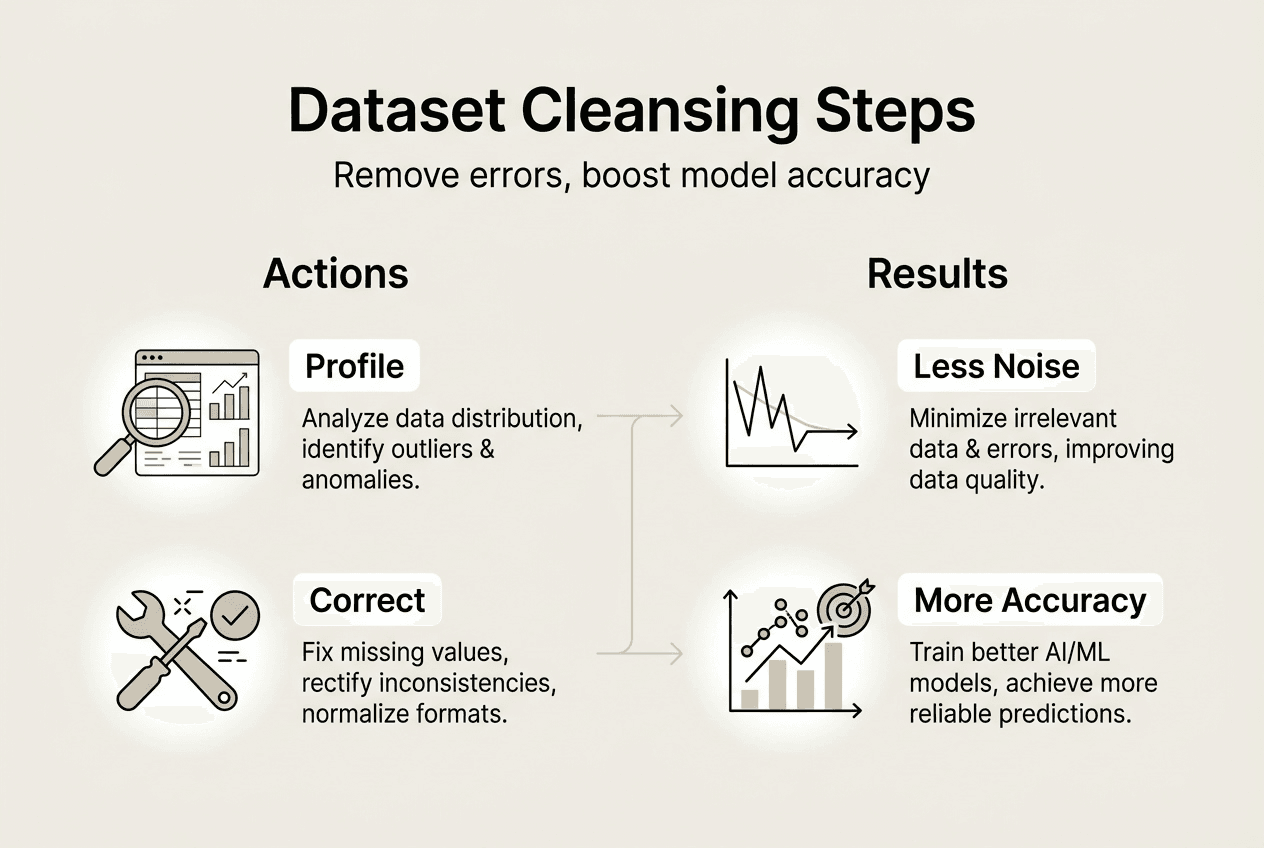 Infographic showing cleansing actions and results