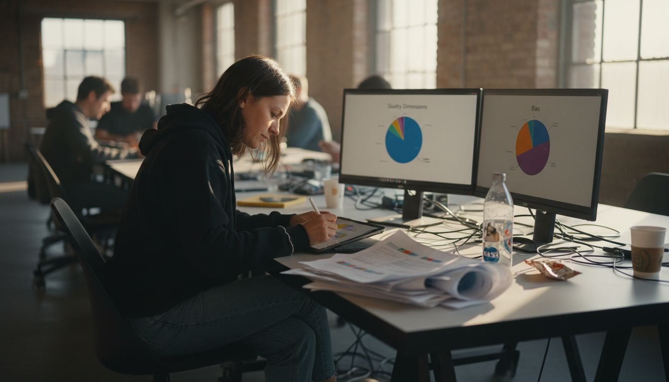 Engineer working on machine learning dataset