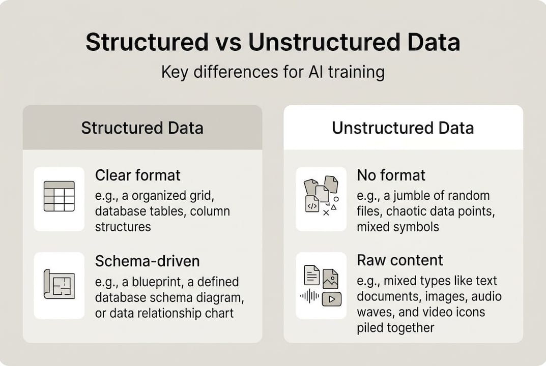 Infographic comparing structured and unstructured data