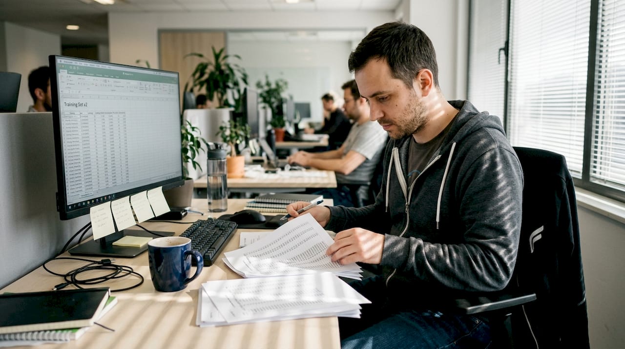 Engineer preparing files for model training