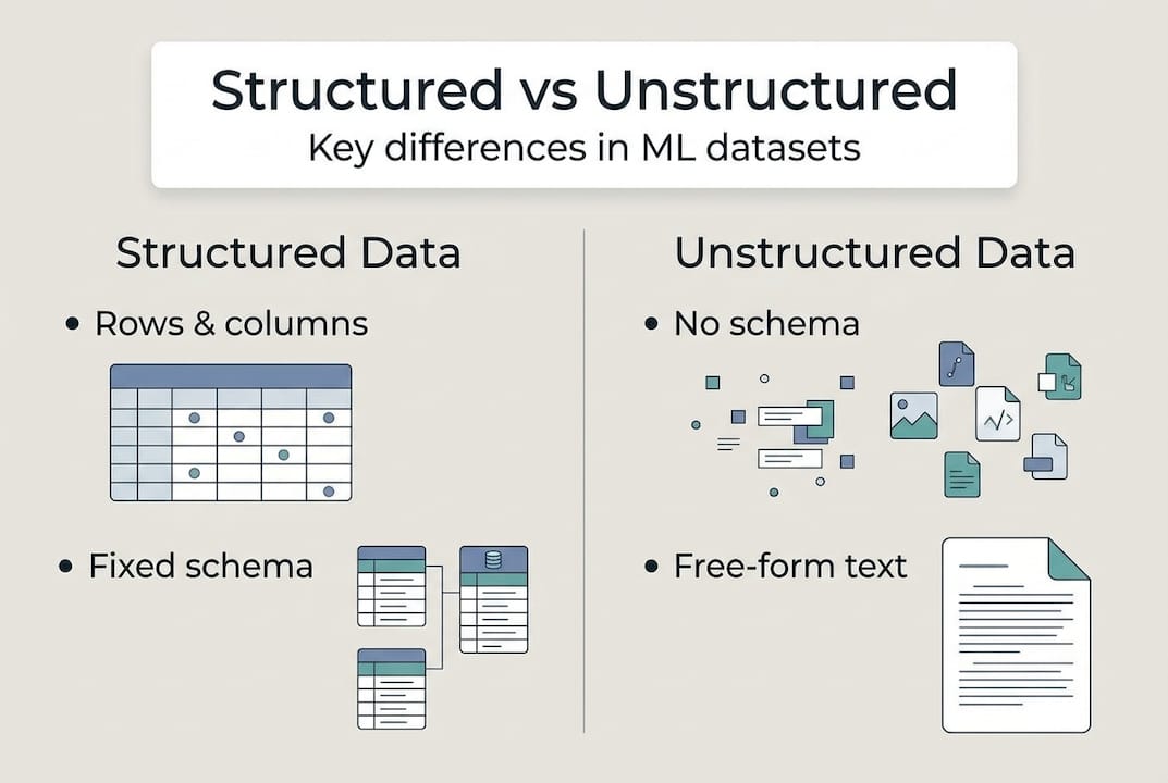 Infographic comparing structured and unstructured data