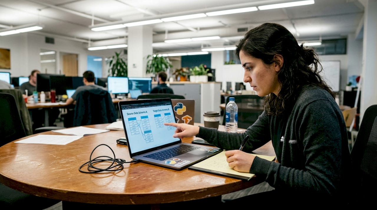 Engineer comparing structured and unstructured data formats