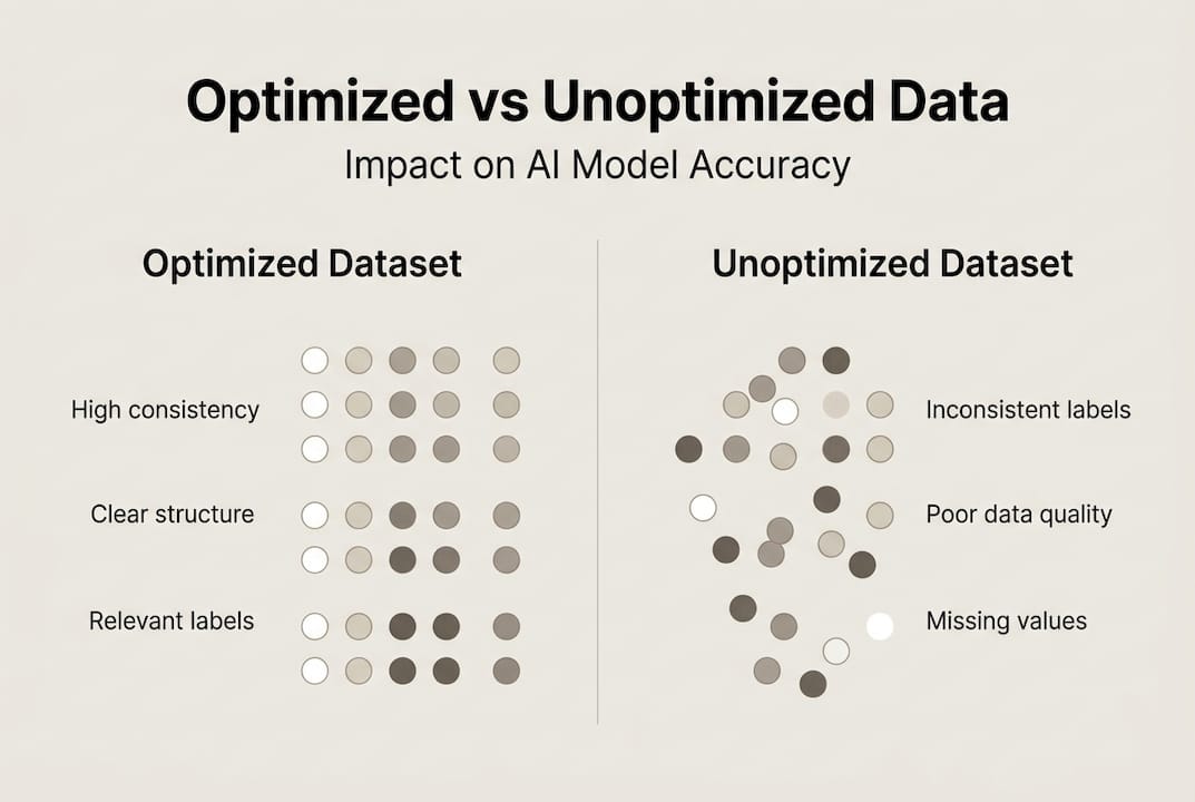 Infographic comparing optimized and unoptimized datasets