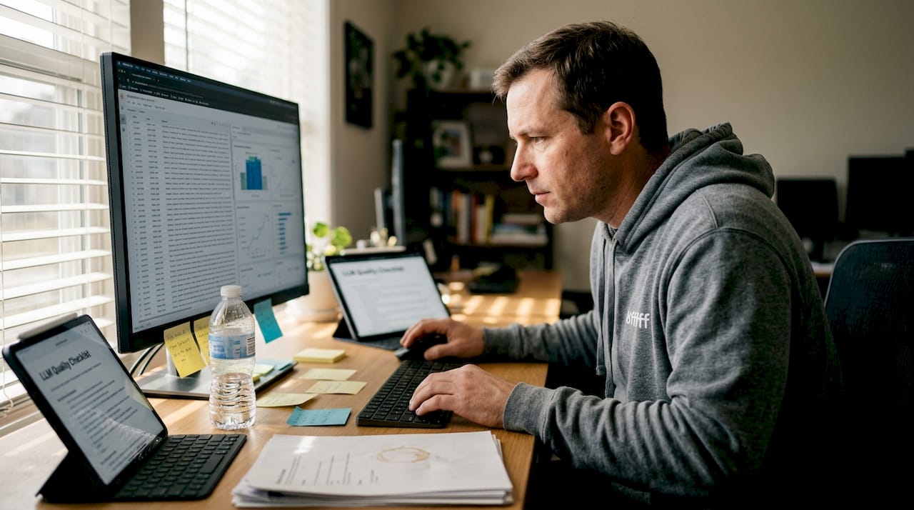 Engineer reviewing dataset for optimization