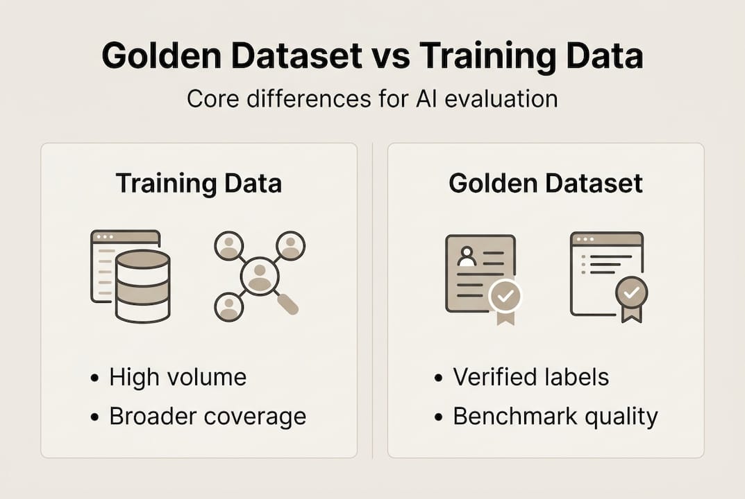 Comparison infographic training vs golden dataset