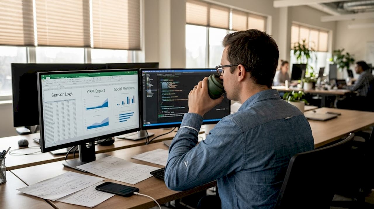 Data scientist working with multiple data sources