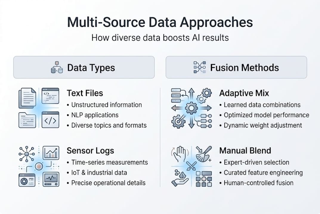 Infographic illustrating data types and fusion methods
